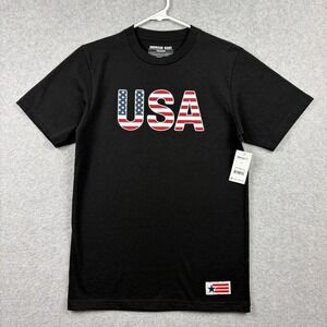 American Giant T Shirt Mens Small Black USA Flag Cotton Made In USA Crew Tee NWT